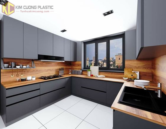 Tủ bếp gần cửa sổ